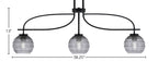 Cavella Three Light Island Pendant in Matte Black with 6" Smoke Ribbed Glass Shade
