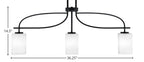 Cavella Three Light Island Pendant in Matte Black with 4" Square White Muslin Shade