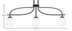 Cavella Three Light Island Pendant in Matte Black with 5" White Linen Shade