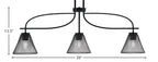 Cavella Three Light Island Pendant in Matte Black with 7" Matte Black Cone Mesh Metal Shade Shade