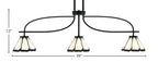 Cavella Three Light Island Pendant in Matte Black with 7" Pearl & Black Flair Art Glass Shade