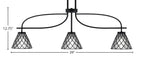 Cavella Three Light Island Pendant in Matte Black with 7" Diamond Ice Art Glass Shade