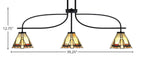 Cavella Three Light Island Pendant in Matte Black with 7" Zion Art Glass Shade