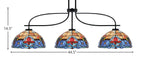 Cavella Three Light Island Pendant in Matte Black with 12" Sierra Art Glass Shade