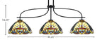 Cavella Three Light Island Pendant in Matte Black with 12" Earth Star Art Glass Shade