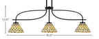 Cavella Three Light Island Pendant in Matte Black with 7" Starlight Art Glass Shade
