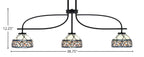 Cavella Three Light Island Pendant in Matte Black with 7" Royal Merlot Art Glass Shade