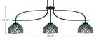 Cavella Three Light Island Pendant in Matte Black with 7" Turquoise Cypress Art Glass Shade