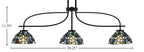 Cavella Three Light Island Pendant in Matte Black with 7" Blue Mosaic Art Glass Shade