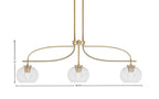 Cavella Three Light Island Pendant in New Age Brass with 7" Clear Bubble Shade