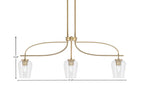 Cavella Three Light Island Pendant in New Age Brass with 5" Clear Bubble Shade