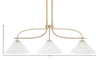 Cavella Three Light Island Pendant in New Age Brass with 12" White Marble Shade