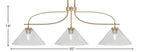 Cavella Three Light Island Pendant in New Age Brass with 12" Smoke Bubble Shade
