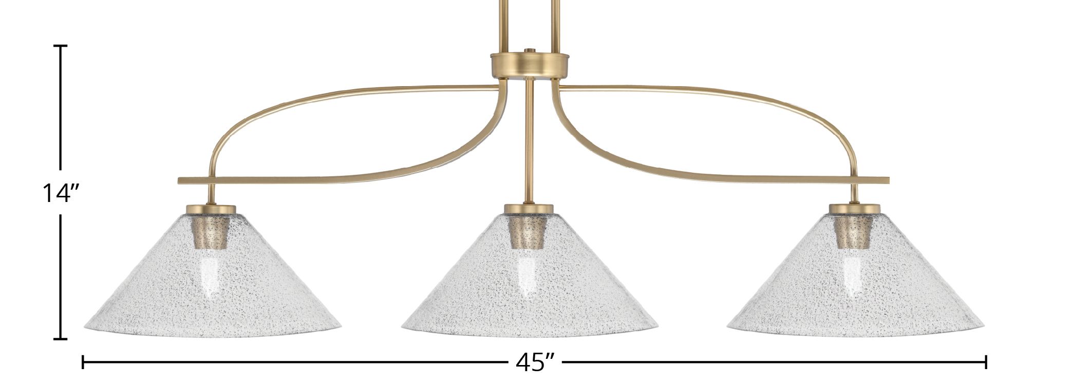 Cavella Three Light Island Pendant in New Age Brass with 12" Smoke Bubble Shade