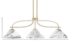 Cavella Three Light Island Pendant in New Age Brass with 12" Onyx Swirl Shade