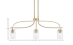 Cavella Three Light Island Pendant in New Age Brass with 4" Clear Bubble Shade