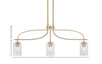 Cavella Three Light Island Pendant in New Age Brass with 4" Smoke Bubble Shade