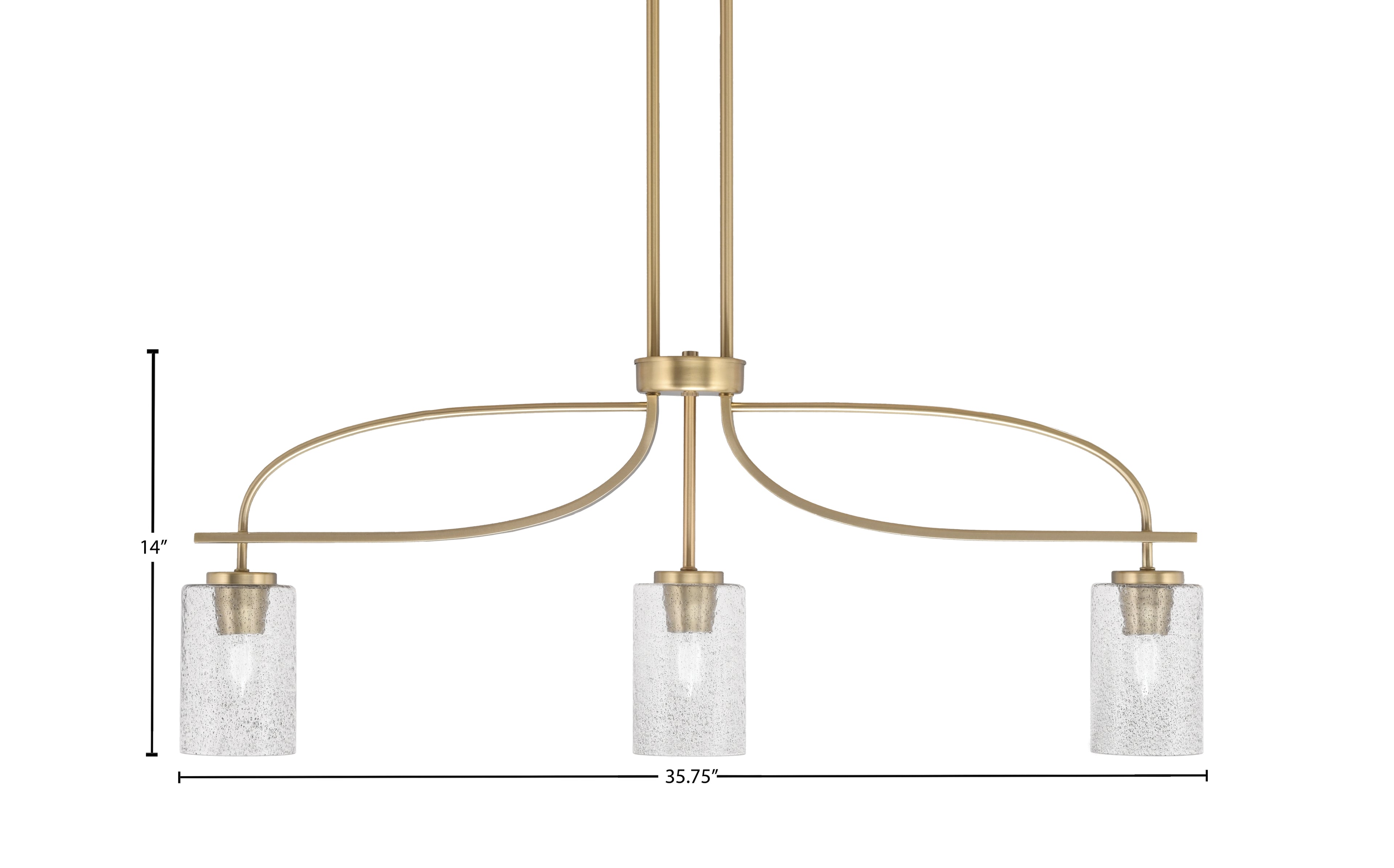 Cavella Three Light Island Pendant in New Age Brass with 4" Smoke Bubble Shade
