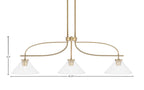 Cavella Three Light Island Pendant in New Age Brass with 10" Clear Bubble Shade