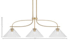 Cavella Three Light Island Pendant in New Age Brass with 12" Clear Bubble Shade