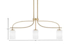 Cavella Three Light Island Pendant in New Age Brass with 4" White Muslin Shade