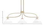 Cavella Three Light Island Pendant in New Age Brass with 10" White Muslin Shade