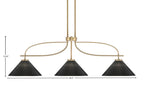 Cavella Three Light Island Pendant in New Age Brass with 12" Black Matrix Shade