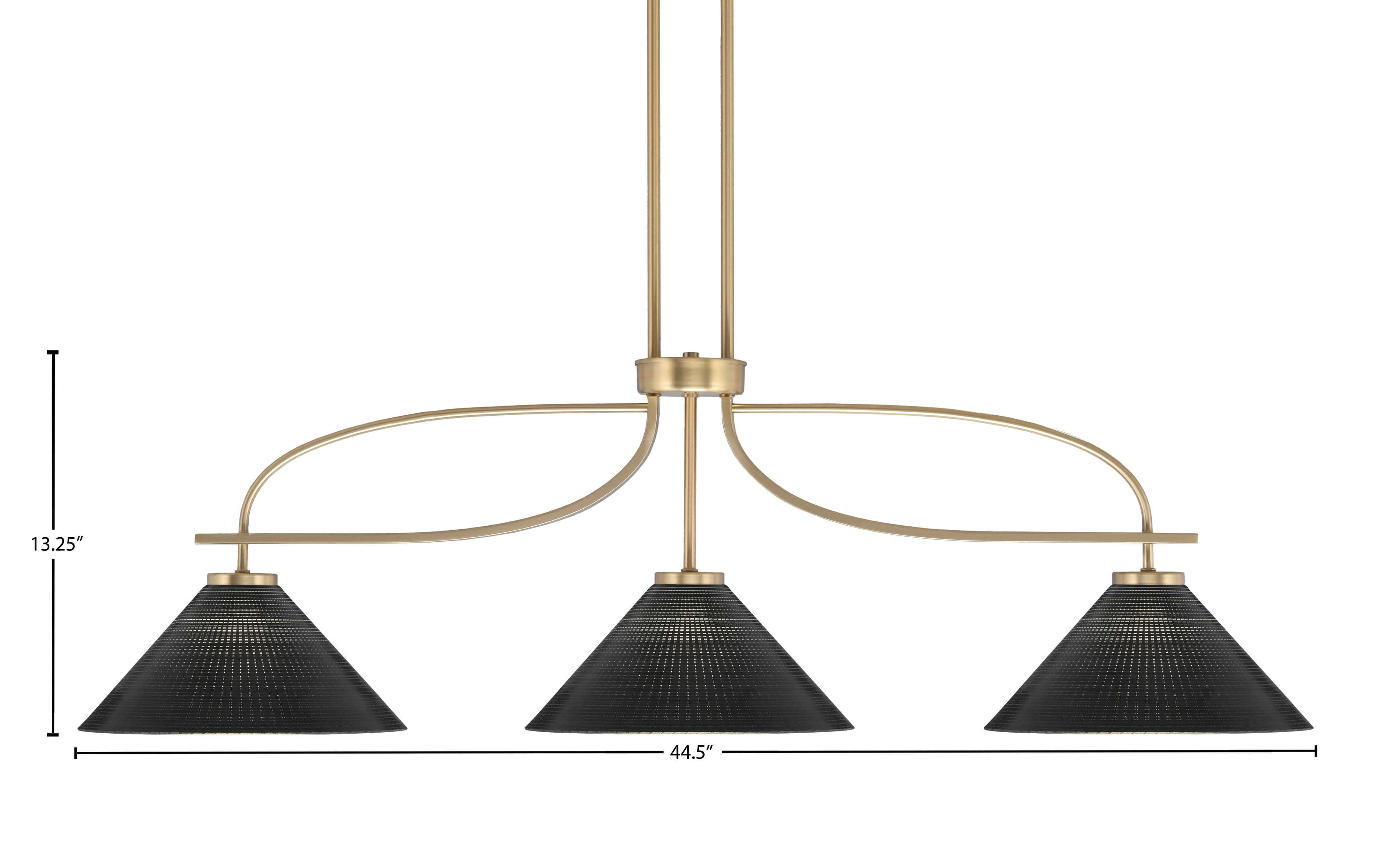 Cavella Three Light Island Pendant in New Age Brass with 12" Black Matrix Shade