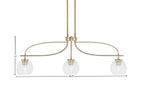 Cavella Three Light Island Pendant in New Age Brass with 5.75" Clear Bubble Shade