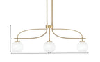 Cavella Three Light Island Pendant in New Age Brass with 5.75" White Marble Shade