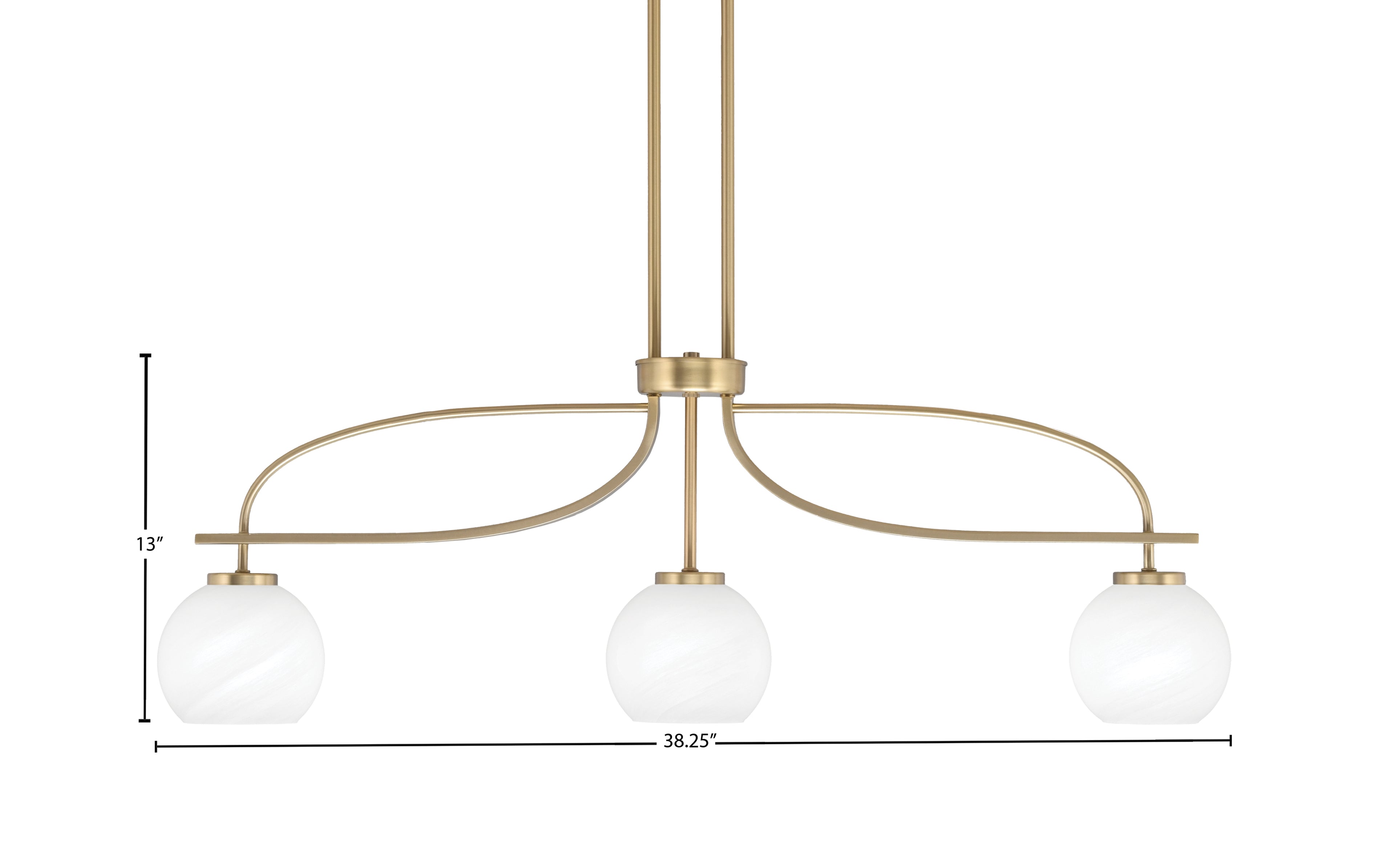 Cavella Three Light Island Pendant in New Age Brass with 5.75" White Marble Shade