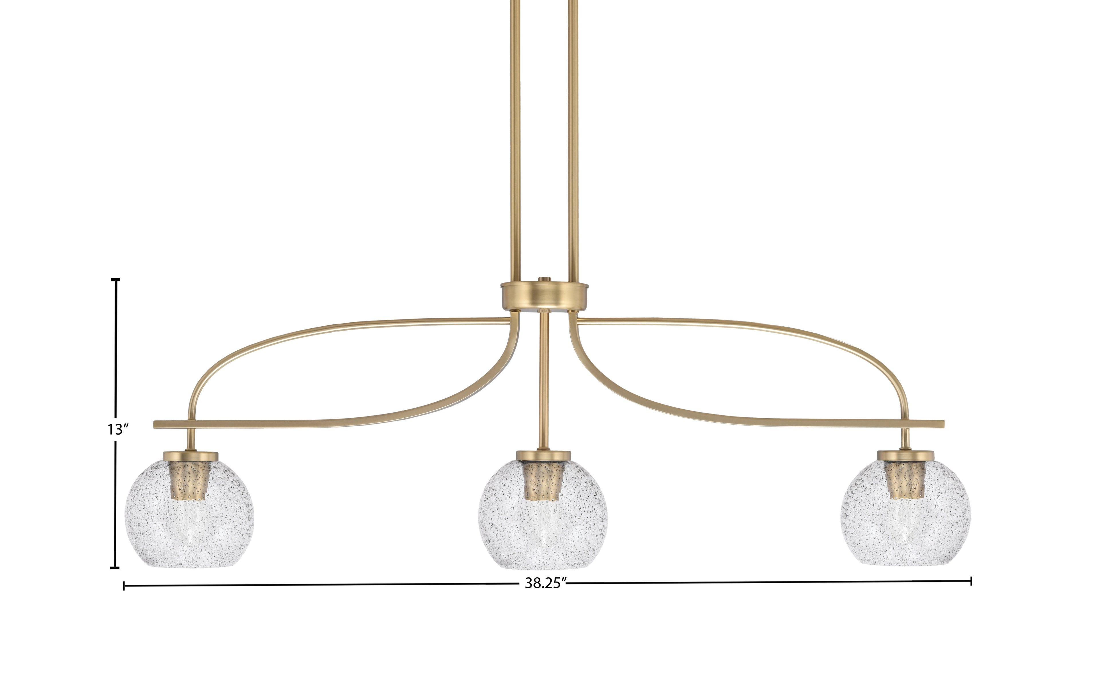 Cavella Three Light Island Pendant in New Age Brass with 5.75" Smoke Bubble Shade