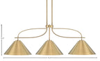 Cavella Three Light Island Pendant in New Age Brass with 14" New Age Brass Cone Metal Shade