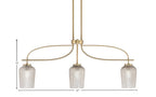 Cavella Three Light Island Pendant in New Age Brass with 5" Silver Textured Shade