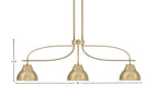 Cavella Three Light Island Pendant in New Age Brass with 7″ New Age Brass Double Bubble Metal Shades Shade