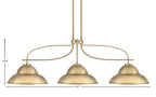 Cavella Three Light Island Pendant in New Age Brass with 13″ New Age Brass Double Bubble Metal Shades Shade
