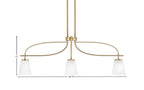 Cavella Three Light Island Pendant in New Age Brass with 4.5" White Muslin Shade
