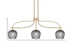Cavella Three Light Island Pendant in New Age Brass with 6" Smoke Textured Shade