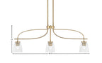 Cavella Three Light Island Pendant in New Age Brass with 4.5" Clear Bubble Shade