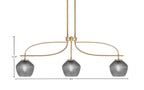 Cavella Three Light Island Pendant in New Age Brass with 6" Smoke Textured Shade