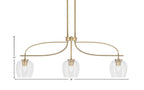 Cavella Three Light Island Pendant in New Age Brass with 6" Clear Bubble Shade