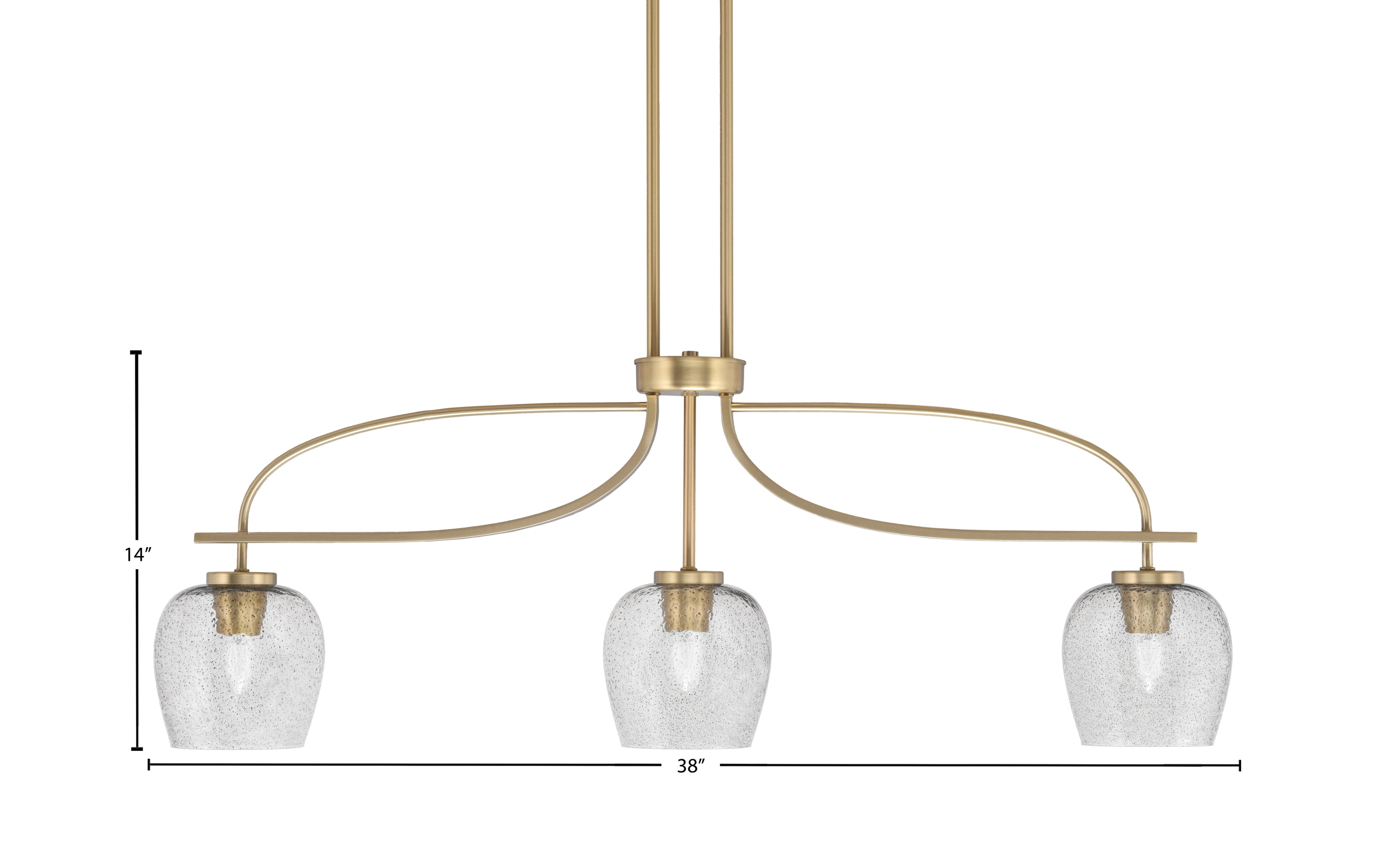 Cavella Three Light Island Pendant in New Age Brass with 6" Smoke Bubble Shade
