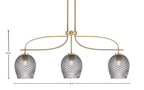 Cavella Three Light Island Pendant in New Age Brass with 7.5" Smoke Textured Shade