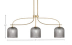 Cavella Three Light Island Pendant in New Age Brass with 7" Smoke Textured Shade