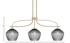Cavella Three Light Island Pendant in New Age Brass with 9" Smoke Textured Shade