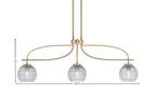 Cavella Three Light Island Pendant in New Age Brass with 6" Clear Ribbed Shade