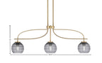 Cavella Three Light Island Pendant in New Age Brass with 6" Smoke Ribbed Shade