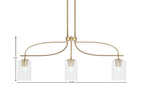 Cavella Three Light Island Pendant in New Age Brass with 4" Clear Bubble Shade