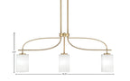 Cavella Three Light Island Pendant in New Age Brass with 4" White Muslin Shade