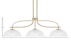 Cavella Three Light Island Pendant in New Age Brass with 13" Clear Ribbed Shade